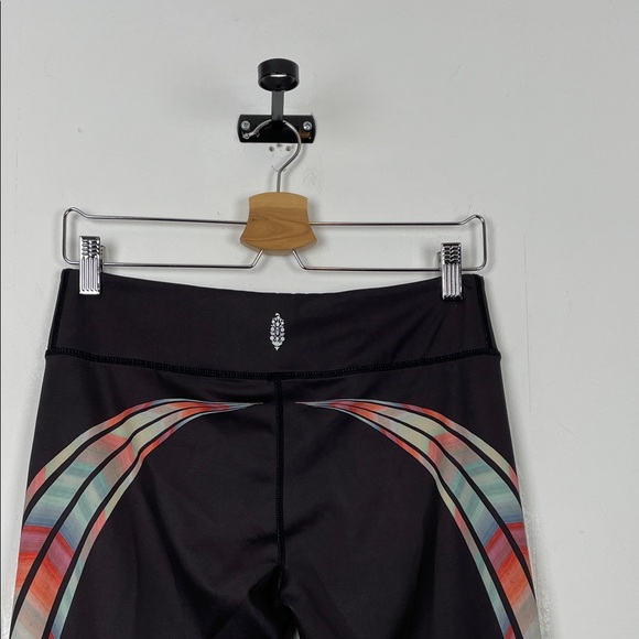 Free People Movement Black Yoga Leggings with Multicolor Stripes Women's M - Picture 6 of 8